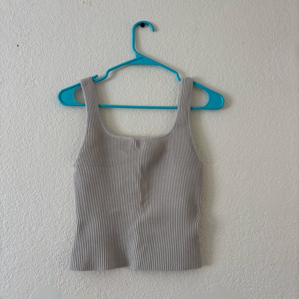 Aritzia Babaton Beige Ribbed Tank Top